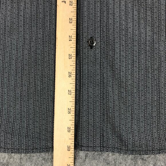 Rock & Republic Men Button Up Shirt Large Gray Striped Long Sleeve Metal Buttons - Picture 11 of 12